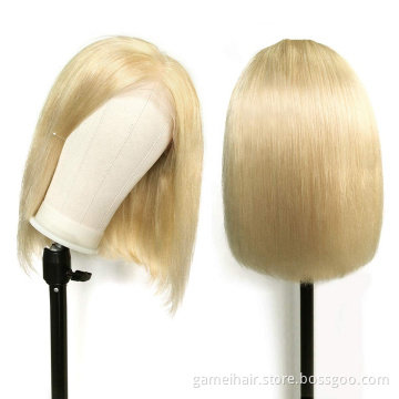 Virgin Blonde 613 Hair Straight Front Lace bob Wig Hd Transparent Film Thin Swiss Lace wig Wholesale Full Lace Wigs Vendors